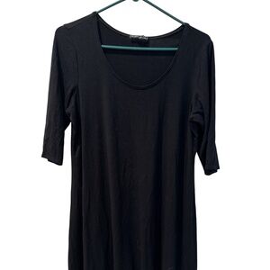 Eileen Fisher‎ Black Short Sleeve Tunic Top Size Medium Stretch Dark Academia